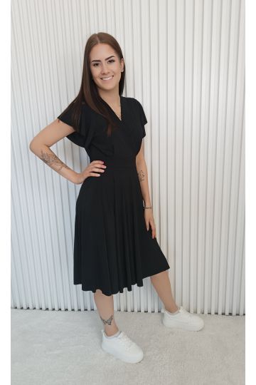 Dámské nadčasové malé černé šaty Elen s motýlími rukávy pro každý den i večer, italského stylu