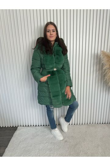 Dámský zimní zelený kabát Luna stylový a hřejivý model v italském stylu
