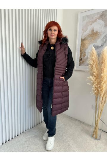 Dámská dlouhá vínová vesta Diana ve třech velikostech