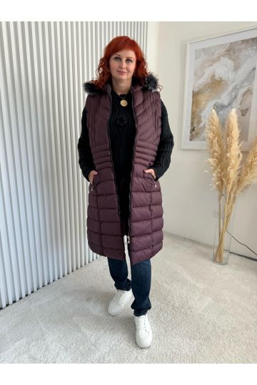 Dámská dlouhá vínová vesta Diana ve třech velikostech