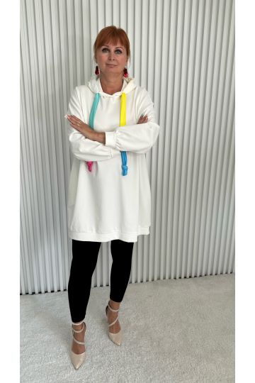 Dámská mikina Maya s kapucí a barevnými šňůrkami,  pohodlí a styl v italském stylu