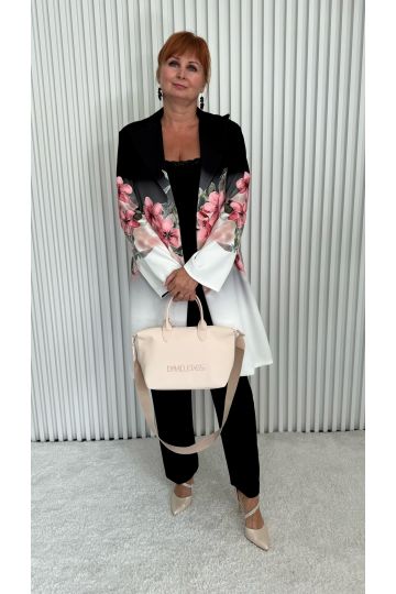 Dámský luxusní elegantní kalhotový kostým Valérie pro dámy s větší velikostí v černé a mentolové barvě