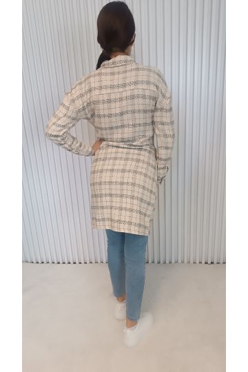 Stylový dámský kabát Zora z hrubé tkaniny v černé nebo béžové variantě