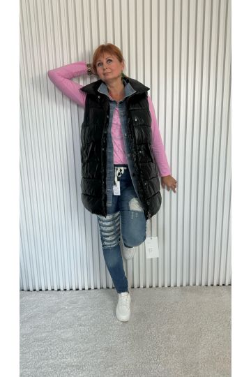 Dámská luxusní černá zateplená vesta Daniela