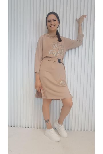 Dámské luxusní béžové šaty Natali značky Lola Bianka