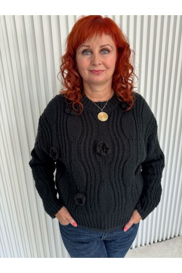 Dámský černý pletený svetr...
