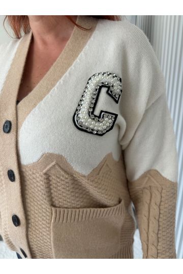 Dámský béžovo-krémový kardigan Natty