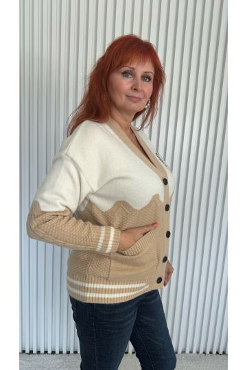 Dámský béžovo-krémový kardigan Natty