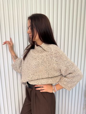 Dámský huňatý svetr Hanuš s netopýřími rukávy ve dvou barvách