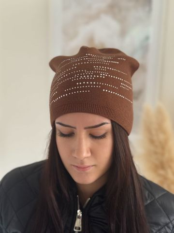 Dámská dvojitá pletená čepice Luisa s kamínky