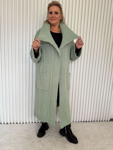 Dámský dlouhý pletený svetr zn. Zocco s velkým límcem v barvě mint