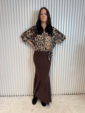 Dámská halenka s vázáním v pase, se zvířecím vzorem