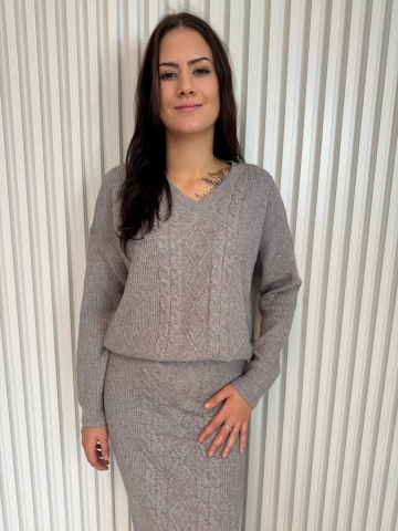 Dámský pletený komplet, se sukní ve dvou barvách