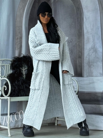 Dámský dlouhý kardigan značky Zocco s velkým límcem v barvě mint