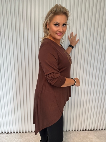 Dámská tunika značky Paparazzi Fashion v hnědé a černé barvě