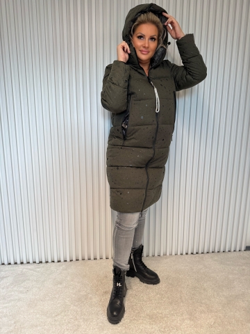 Dámská dlouhá  zimní bunda Denisa v khaki barvě