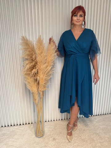 Dámské společenské polodlouhé šaty ELENA TURGUOISE