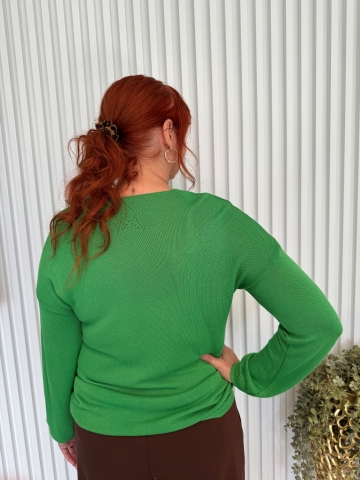 Dámská přízová halenka v jasně zelené barvě