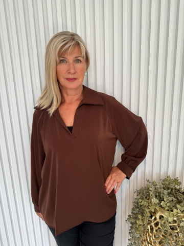 Dámská elegantní volná halenka s výstřihem do V, ve dvou barvách