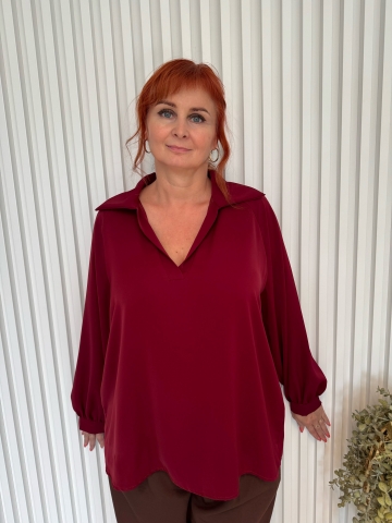 Dámská elegantní volná halenka s výstřihem do V, ve dvou barvách