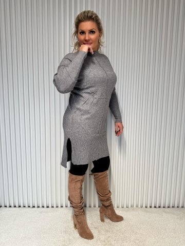 Dámské stylové úpletové šaty Karin v černé, smetanové, šedé a zelené barvě