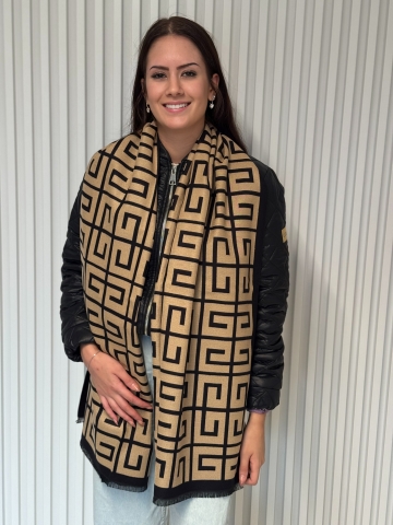 Stylová oboustranná šála s geometrickým potiskem