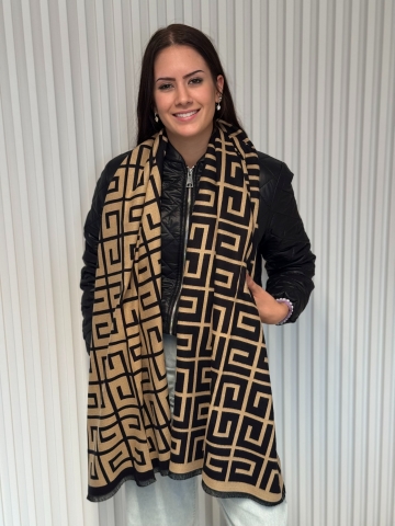 Stylová oboustranná šála s geometrickým potiskem