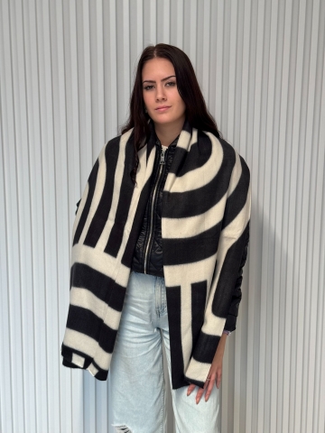 Luxusní kašmírová šála s geometrickým vzorem, ve dvou barvách.