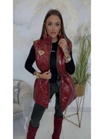 Dámská luxusní vesta Gina ve vínové barvě značky Lola Bianka