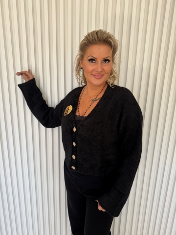 Dámský luxusní krátký černý svetr Jemča značky Lola Bianka