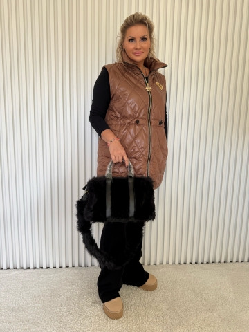 Luxusní dámská kožešinová černá kabelka Dejna