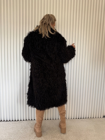 Dámský černý dlouhý oversize kožich Selena
