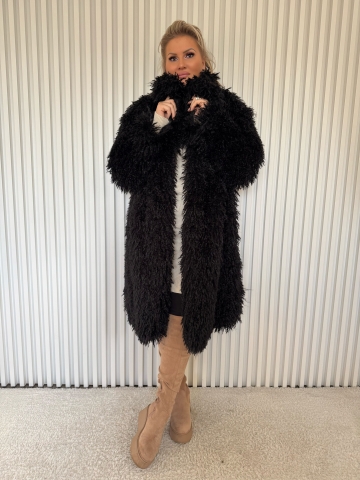 Dámský černý dlouhý oversize kožich Selena