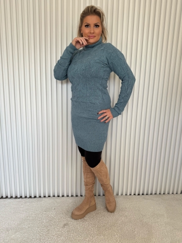 Dámské hřejivé pletené šaty s rolákem v několika barvách