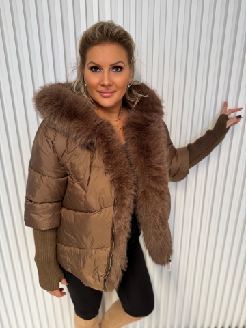 Dámská luxusní hnědá zimní bunda Brigitte
