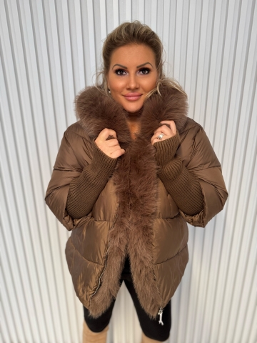 Dámská luxusní hnědá zimní bunda Brigitte