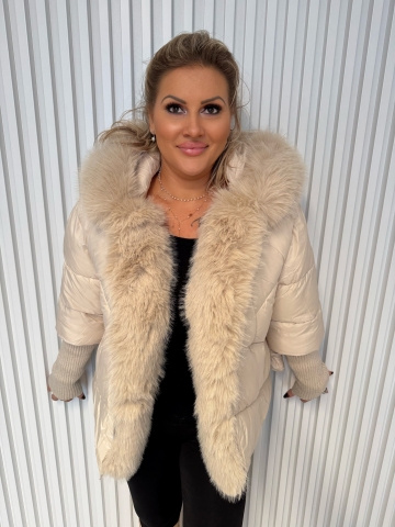 Dámská luxusní krémová zimní bunda Brigitte