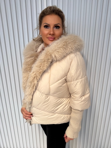 Dámská luxusní krémová zimní bunda Brigitte