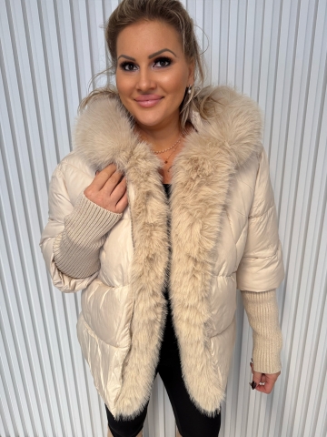 Dámská luxusní krémová zimní bunda Brigitte