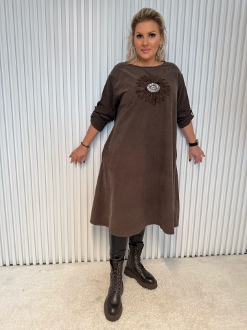 Dámské manšestrové oversize hnědé šaty Mael