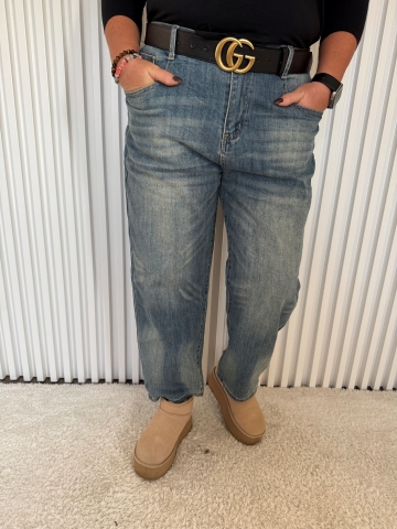 Dámské modré elastické džíny Nela pro dámy s větší velikostí