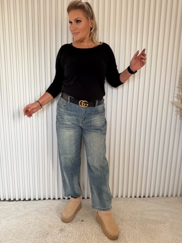 Dámské modré elastické džíny Nela pro dámy s větší velikostí