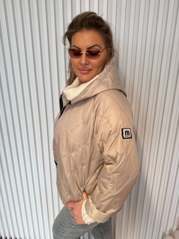 Dámská polodlouhá žlutá bunda s kapucí Simi