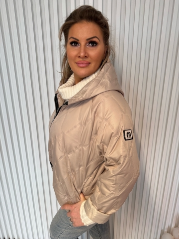 Dámská polodlouhá žlutá bunda s kapucí Simi