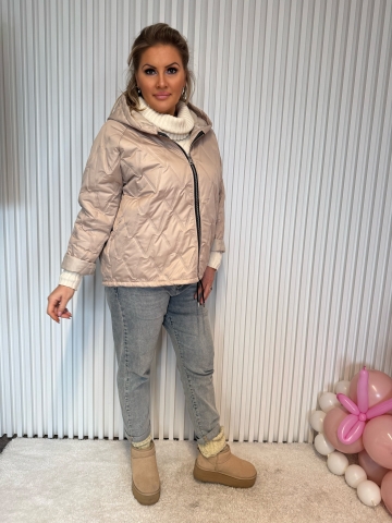 Dámská polodlouhá žlutá bunda s kapucí Simi