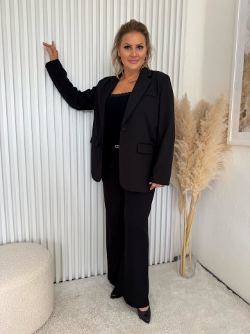 Dámský elegantní kalhotový kostým Megane v černé barvě