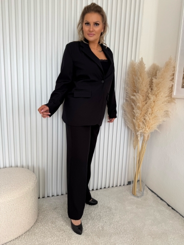 Dámský elegantní kalhotový kostým Megane v černé barvě