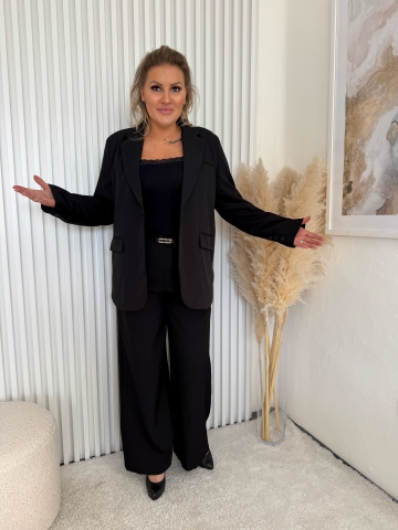 Dámský elegantní kalhotový kostým Megane v černé barvě