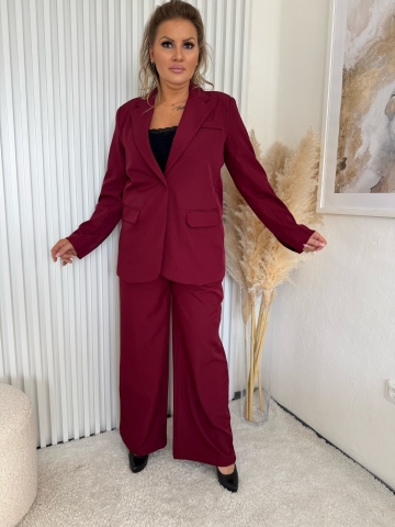 Dámský elegantní kalhotový kostým Megane ve vínové  barvě