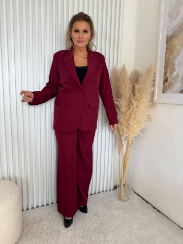 Dámský elegantní kalhotový kostým Megane ve vínové  barvě